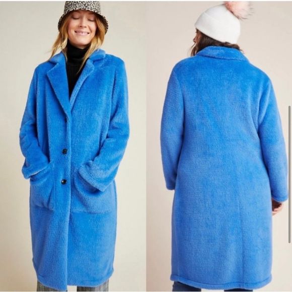 Anthropologie Jackets & Blazers - Anthropologie Sanctuary EUC furry blue coat small